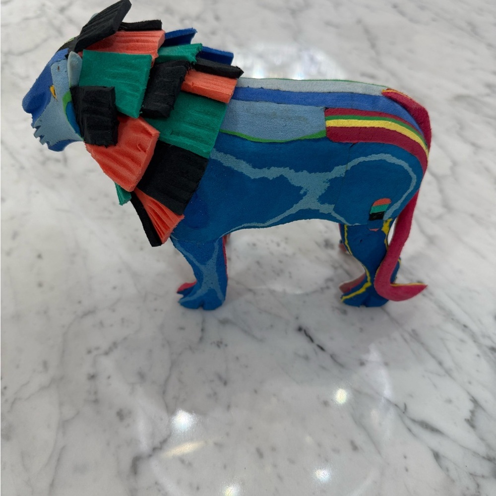 ❤️SOLD❤️ NEW Ocean Sole Handmade Recycled Flip Flop Rubber Lion Statue 6” - Picture 2 of 7